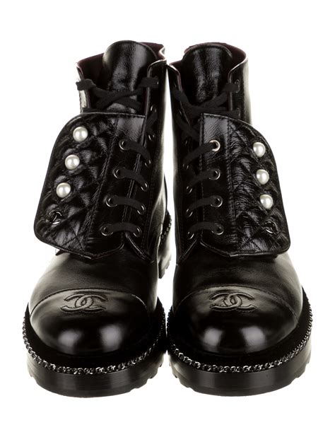 chanel combat boot|chanel boots with pearl heel.